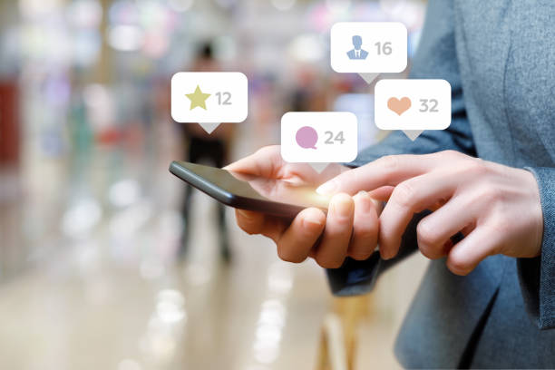 istock Business woman talking on the social network. 1003111654