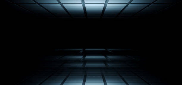 istock Sci Fi Futuristic Empty Modern Design Room With Floor And Ceiling And Spot Lightning With Empty Dark Space In Middle Technology Concept 3D Rendering 1003130366