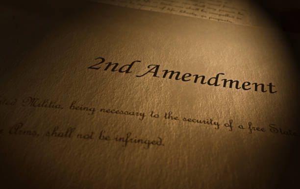 Second Amendment text Second Amendment to the US Constitution text on parchment paper gun control photos stock pictures, royalty-free photos & images