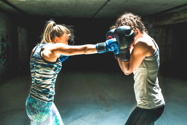 istock Two professional kick boxers sparring with each other 1003134508