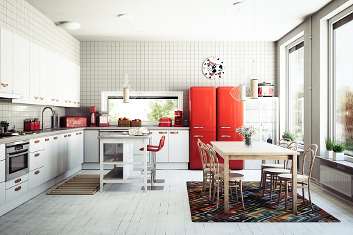 Digitally generated Scandinavian domestic kitchen interior scene.

The scene was rendered with photorealistic shaders and lighting in Autodesk® 3ds Max 2016 with V-Ray 3.6 with some post-production added.