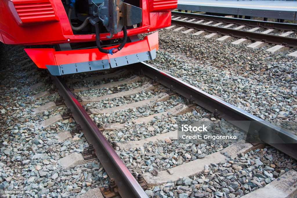 Red Train Rails Red Train In Modern Railway Stock Photo - Download Image Now - City ...