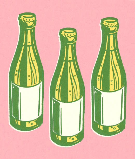 Three Bottles Three Bottles beer bottle illustrations stock illustrations