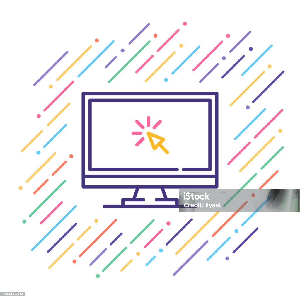 Ad Click Line Icon Line vector illustration of online marketing. Visit stock vector