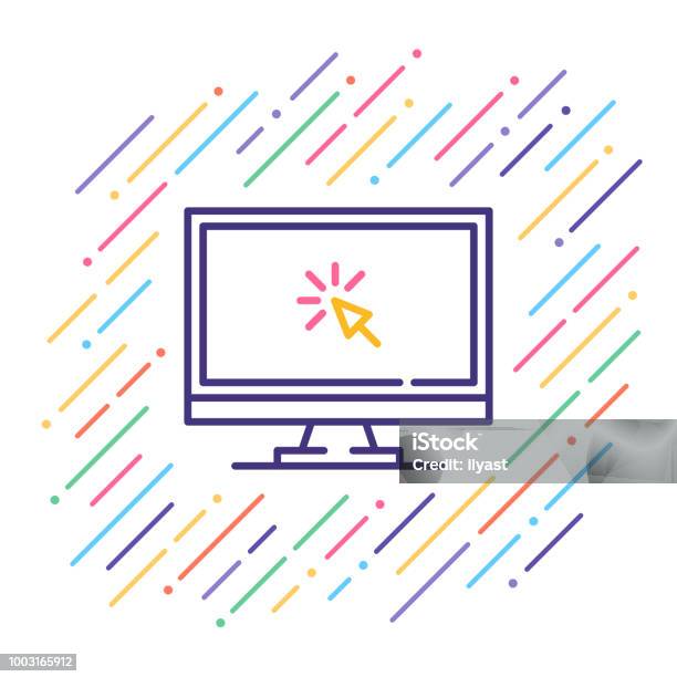 Ad Click Line Icon Stock Illustration - Download Image Now - Visit, Icon Symbol, Web Page