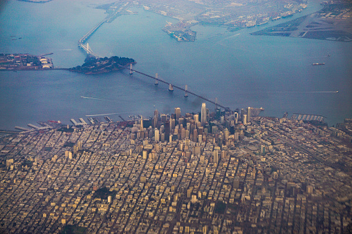 An aerial shot of San Francisco taken from the plane.