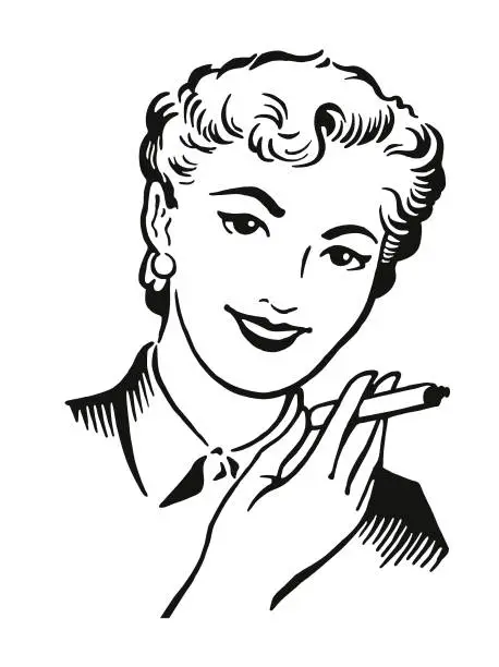 Vector illustration of Woman Smoking a Cigarette