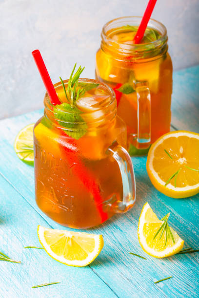 istock ice tea lemon fresh mint rosemary wooden background 1003175234