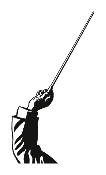 orchester dirigent mit baton - dirigent stock-grafiken, -clipart, -cartoons und -symbole