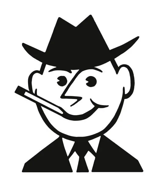 Vector illustration of Smiling Man Smoking Cigarette
