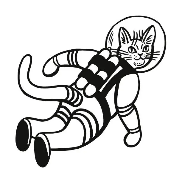 Vector illustration of Astronaut Cat