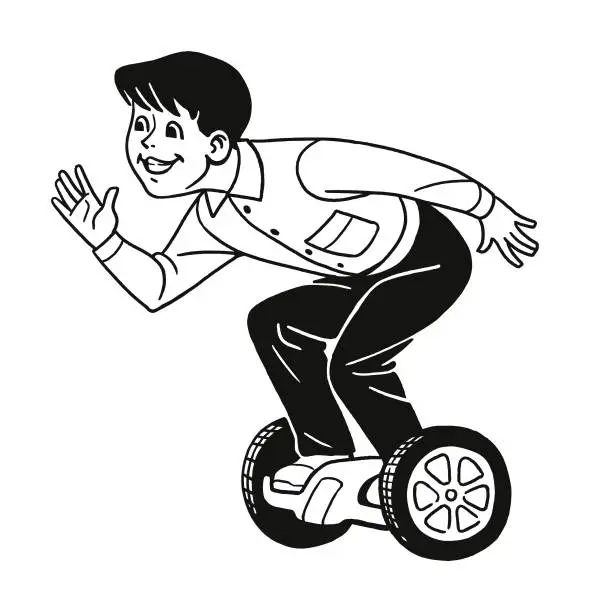 Vector illustration of Boy on Hoverboard