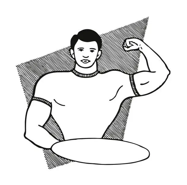 Vector illustration of Man Flexing Biceps