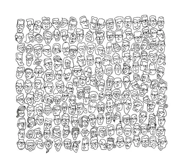 Vector illustration of Crowd of Faces