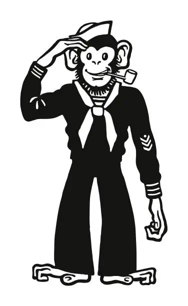 Vector illustration of Monkey Sailor