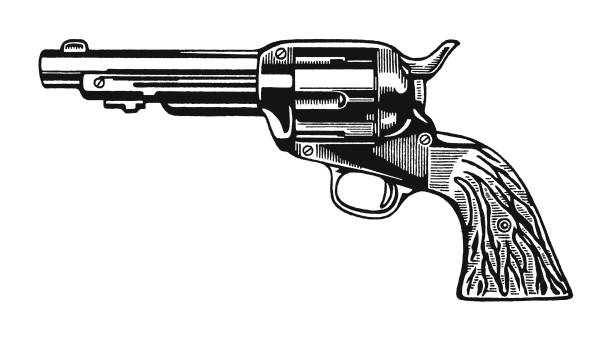 ilustrações de stock, clip art, desenhos animados e ícones de revolver - handgun