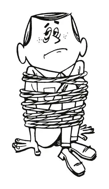 Vector illustration of Man Tied Up With a Rope
