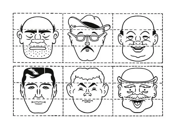 Vector illustration of Mens Faces