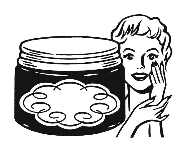 Vector illustration of Woman and Jar of Face Cream