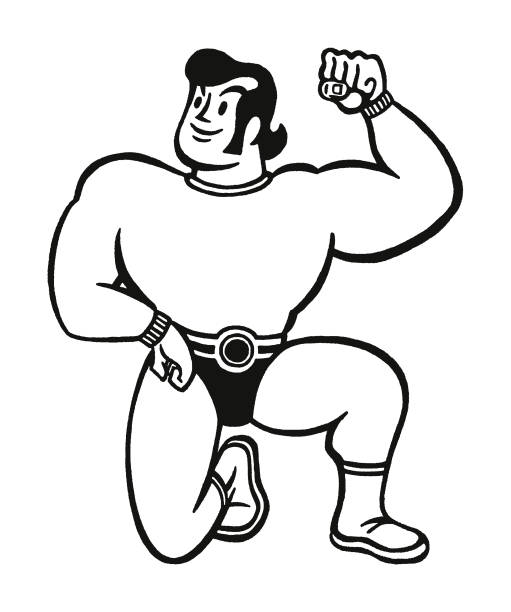 ilustrações, clipart, desenhos animados e ícones de homem forte flexionando músculos - sideburn