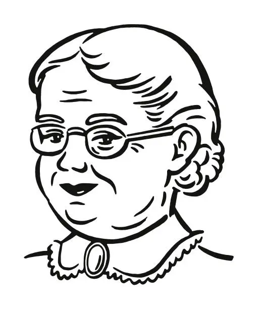 Vector illustration of Portrait of an Old Lady