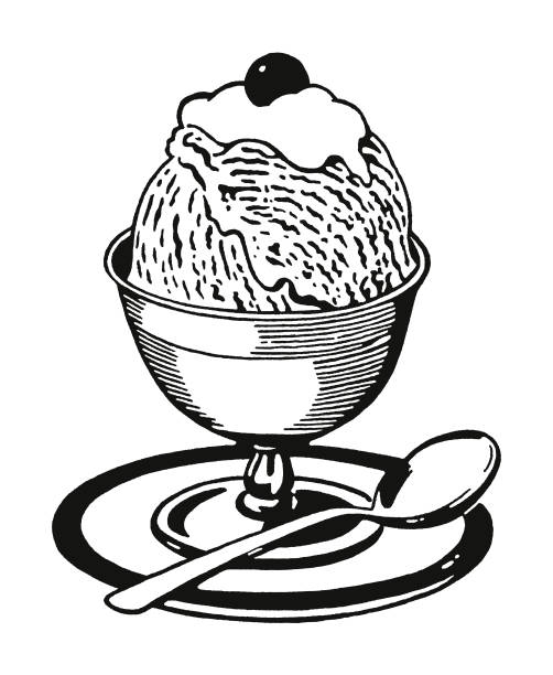 ice cream sundae - eisbecher stock-grafiken, -clipart, -cartoons und -symbole