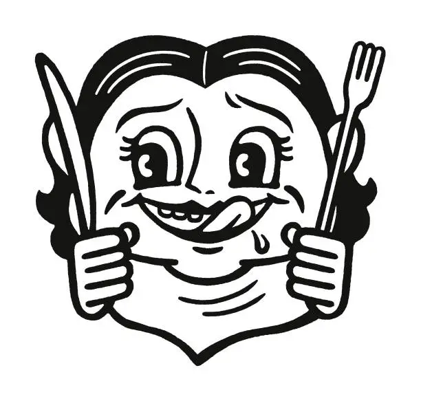 Vector illustration of Hungry Woman