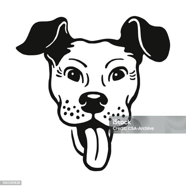 Panting Dog Stock Illustration - Download Image Now - Dog, Animal Head, Line Art