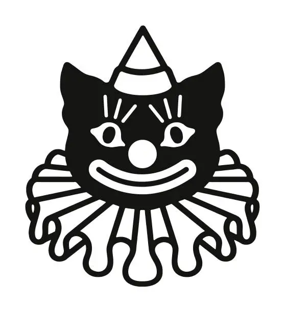 Vector illustration of Cat in Clown Costume