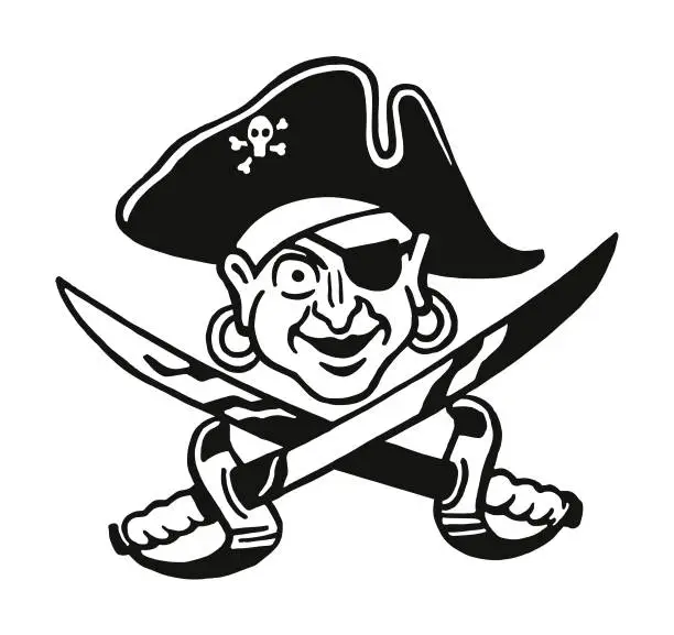 Vector illustration of Pirate with Crossed Swords
