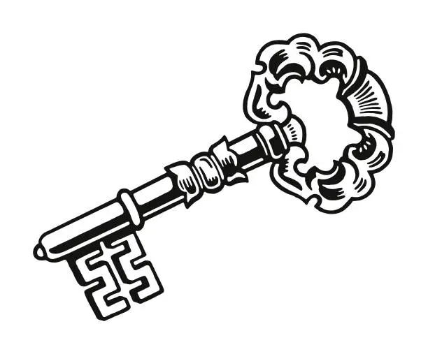 Vector illustration of Ornate Skeleton Key