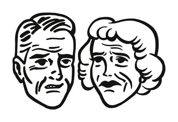 Vector illustration of Sad Man and Woman