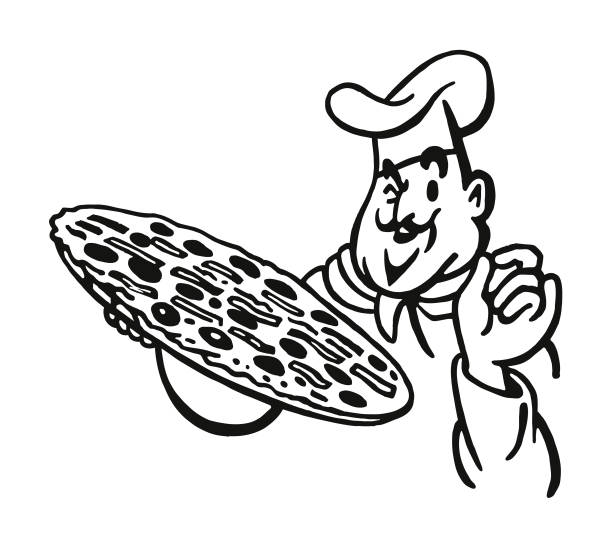 拿披薩的廚師 - 薄餅 圖片 幅插畫檔、美工圖案、卡通及圖標