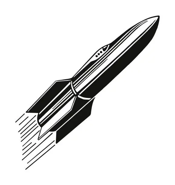 Vector illustration of Flying Rocketship