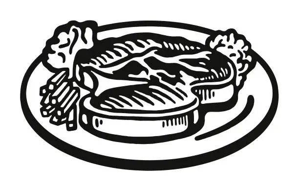 Vector illustration of Steak on a Plate