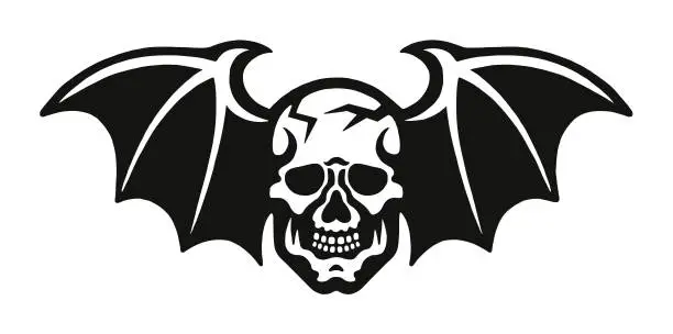 Vector illustration of Skull with Bat Wings