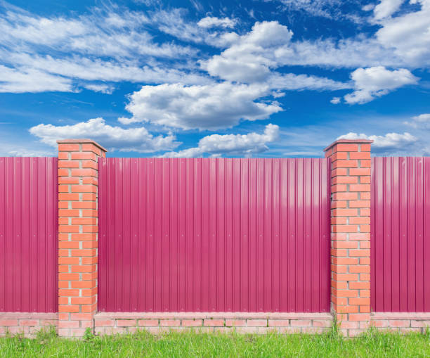 istock Metal fence by the grass. 1003182358