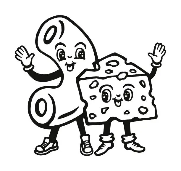 Vector illustration of Macaroni and Cheese Characters