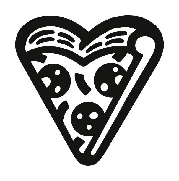 Vector illustration of Heart Shaped Slice of Pizza