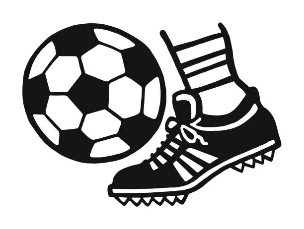 Vector illustration of Foot Kicking a Soccer Ball