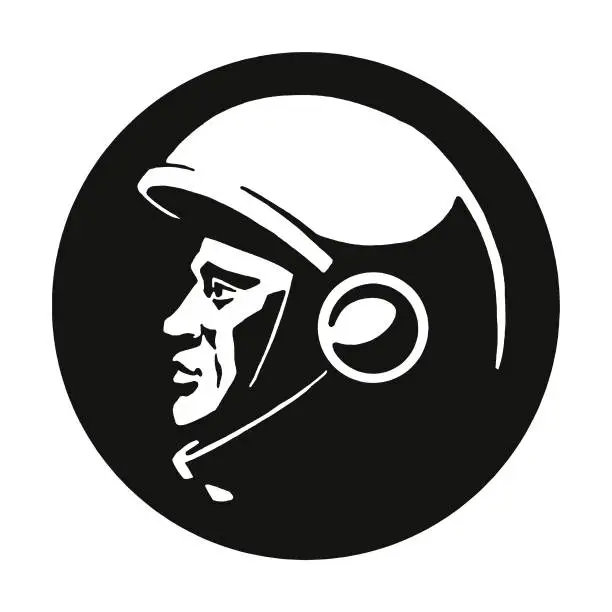 Vector illustration of Profile of a Man Wearing a Helmet