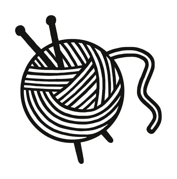 Vector illustration of Ball of Yarn and Knitting Needles