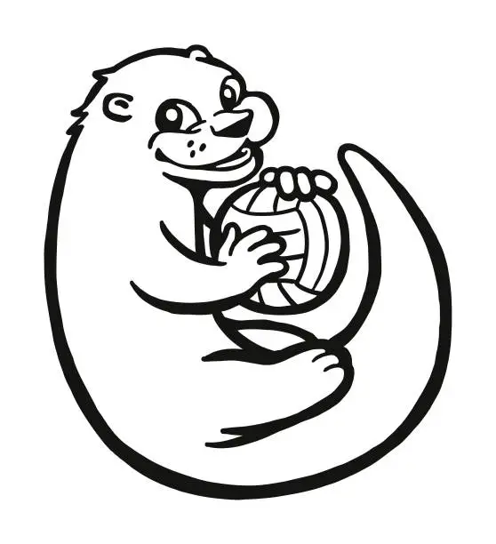 Vector illustration of Otter Playing Water Polo