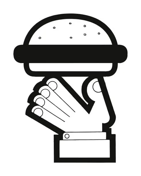 Vector illustration of Hand Holding a Hamburger