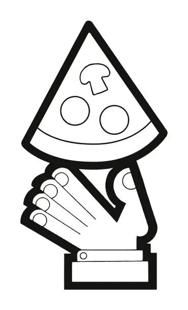 Vector illustration of Hand Holding a Slice of Pizza