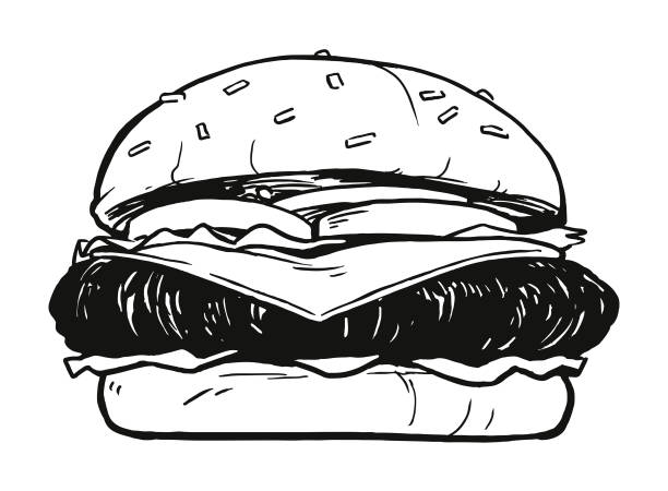 "cheeseburger" von kathy feeney - burger stock-grafiken, -clipart, -cartoons und -symbole