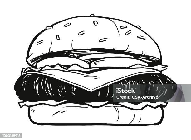 Cheeseburger Stock Illustration - Download Image Now - Burger, Hamburger, Illustration