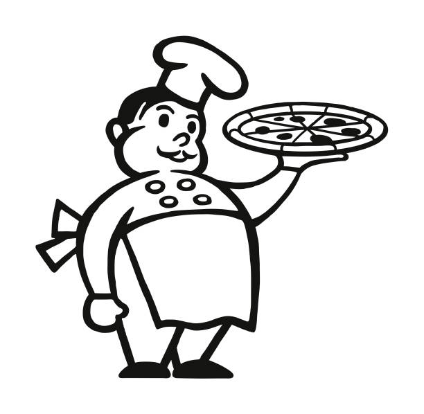 シェフ、ピザを - pizzeria点のイラスト素材／クリップアート素材／マンガ素材／アイコン素材