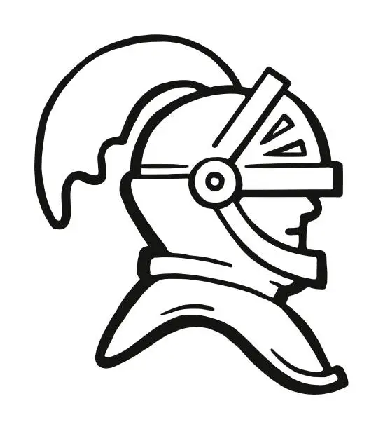 Vector illustration of Armored Helmet with Plume
