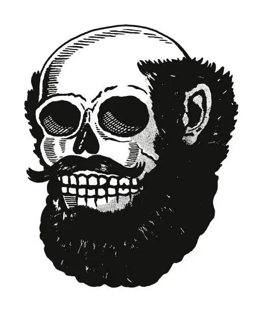 Vector illustration of Skull Pirate with Full Beard